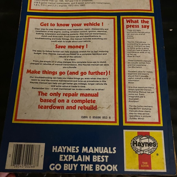 Haynes Ford Courier Pick-Up 1972-82 all models automotive repair manual 268 - Picture 9 of 10